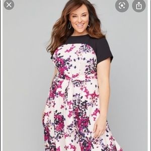 Black and floral dress - fit and flare